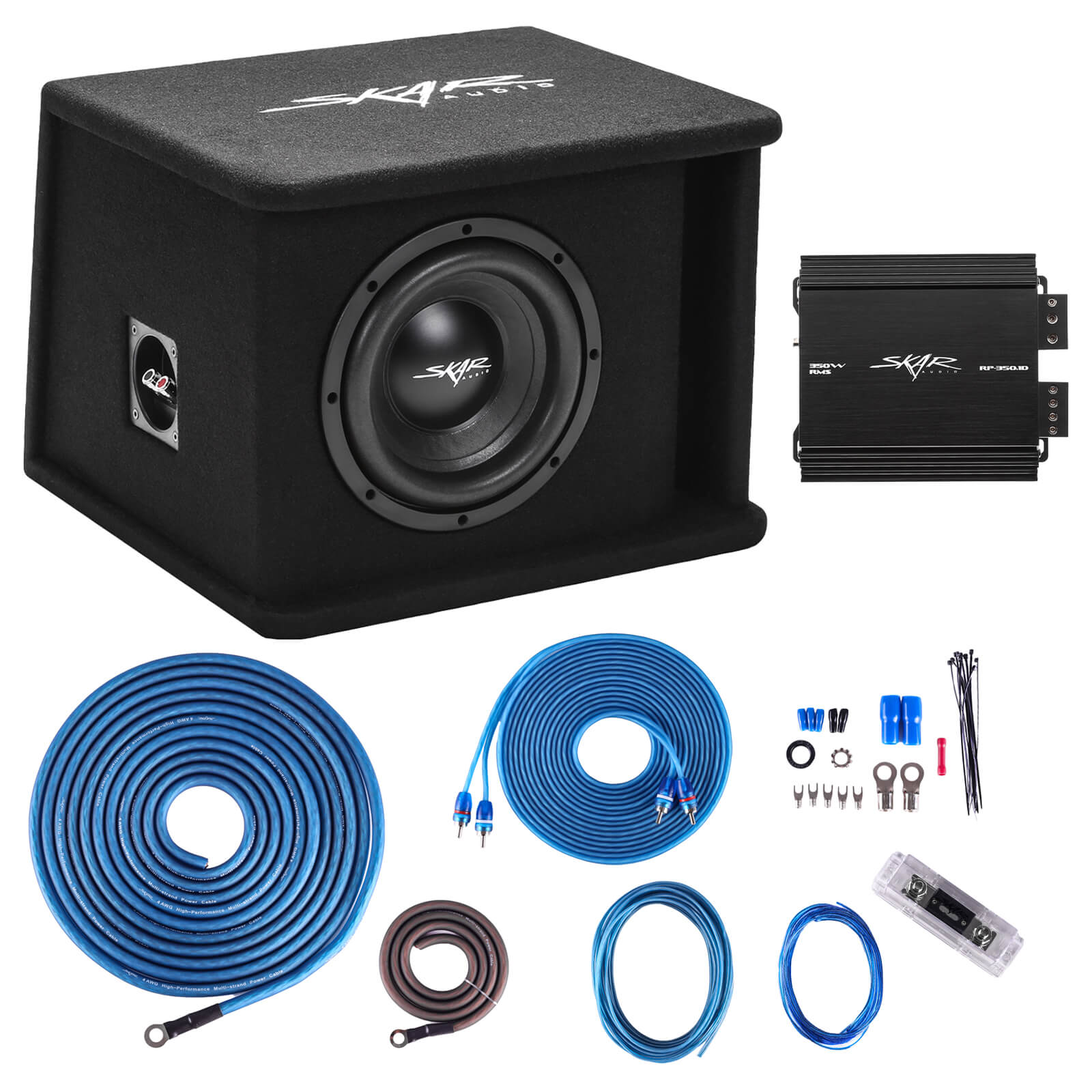 Skar Audio Single 8" 700 Watt SDR Series Complete Subwoofer Package with Vented Enclosure and Amplifier - Main View